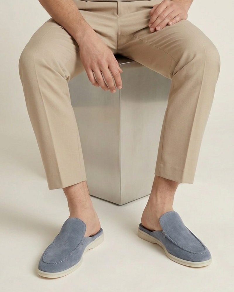 ZAPATOS MULES DE ANTE PORTSIDE - AZUL MARINO
