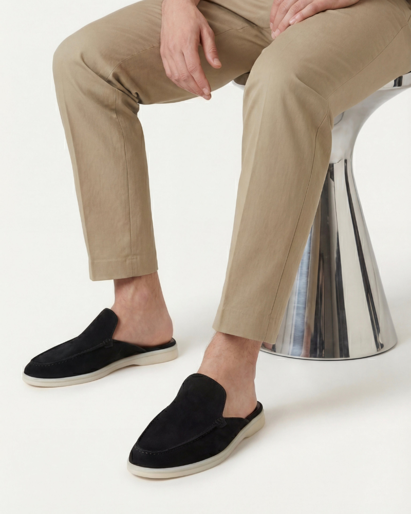 ZAPATOS MULES DE ANTE PORTSIDE - NEGRO