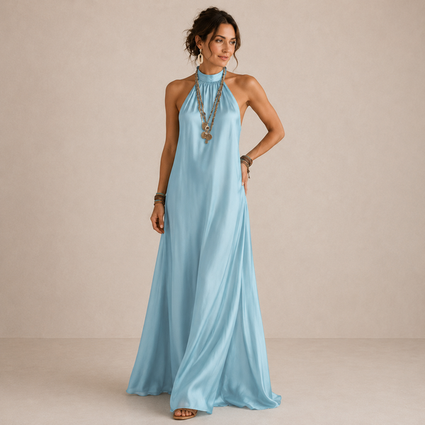 Vestido largo azul claro