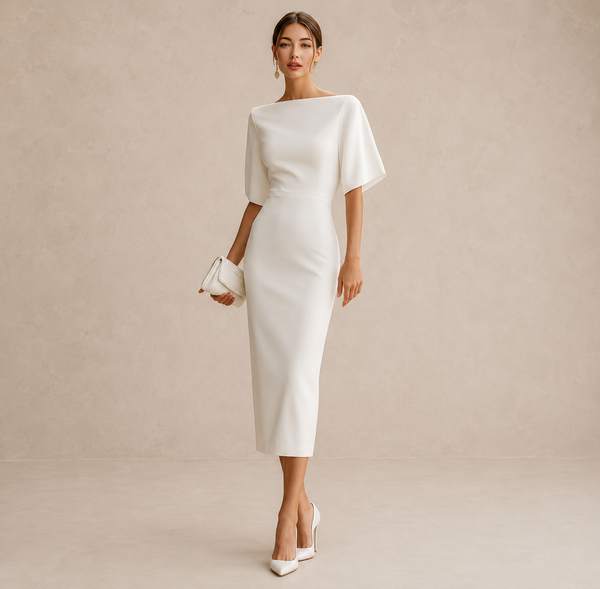 Vestido midi blanco puro