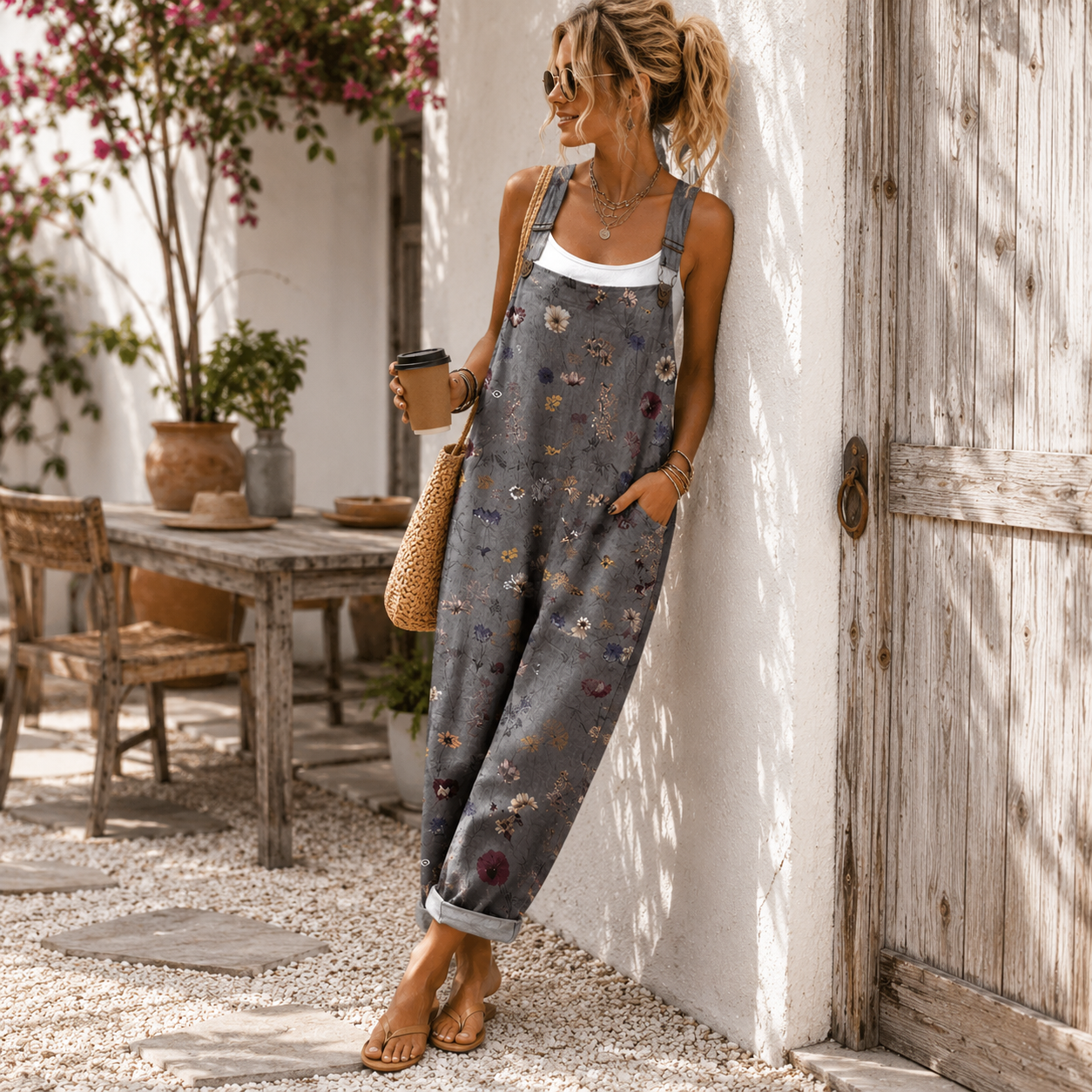 Thérèse | Peto con bolsillos estilo bohemio y estampado floral