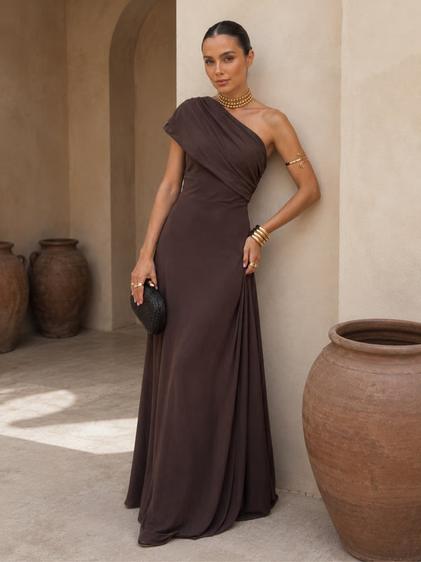Vestido largo en marrón