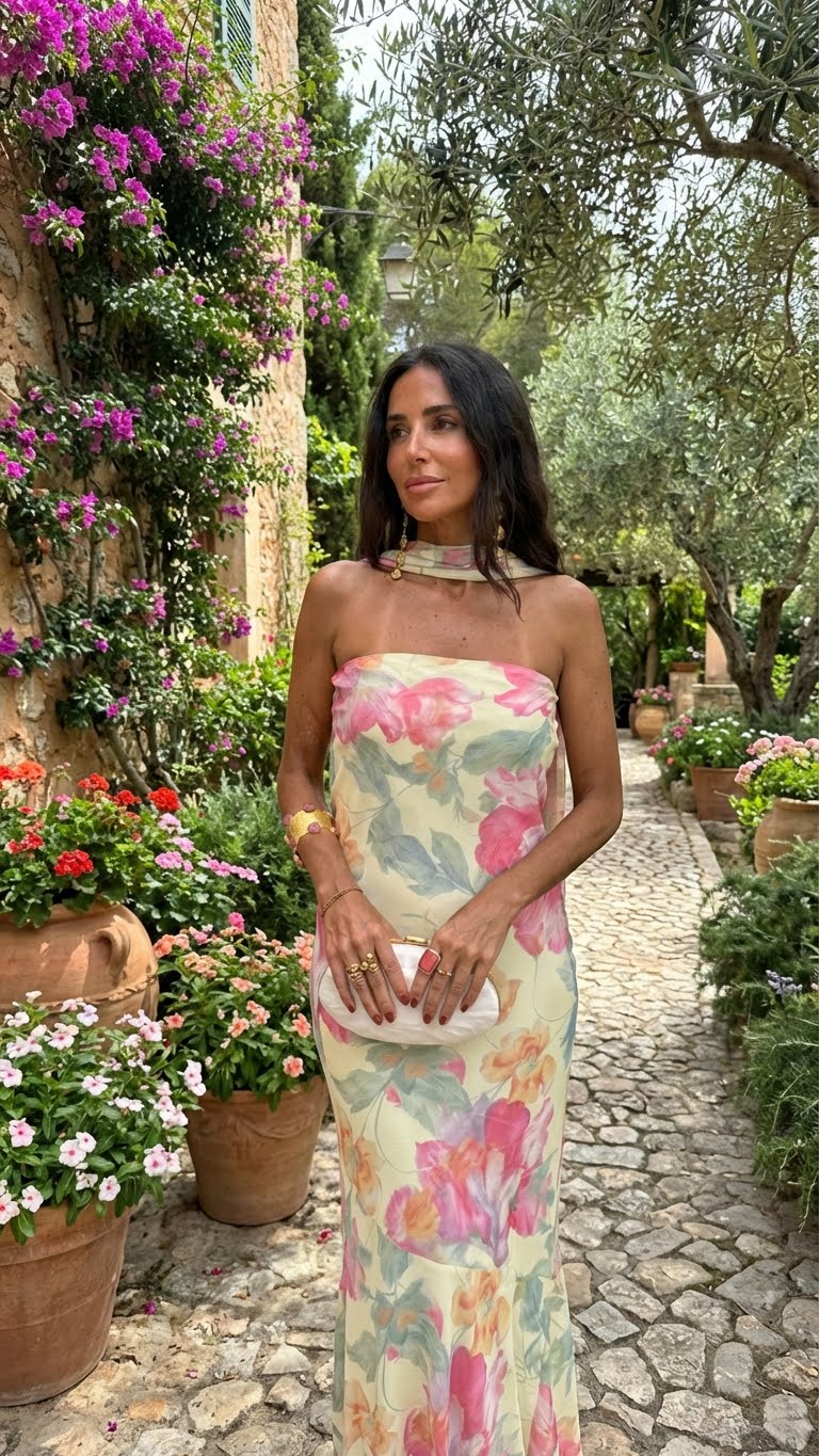 Capri — Vestido largo floral palabra de honor