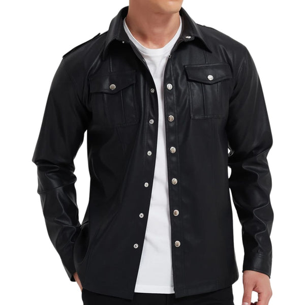 Chaqueta de piel de manga larga