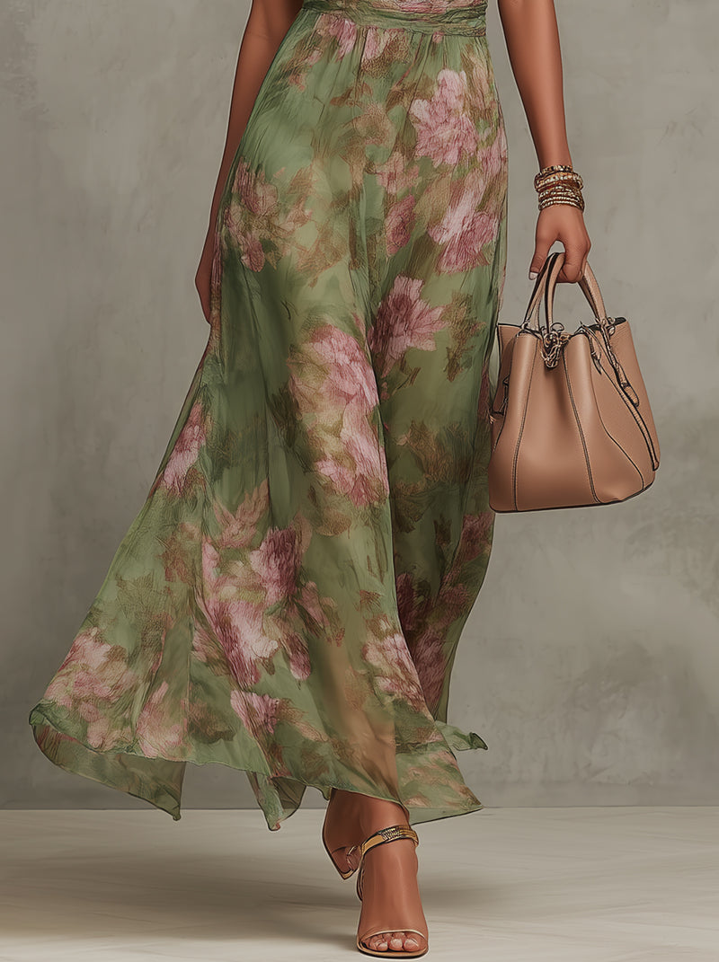 Livia | Vestido maxi floral elegante con cuello halter