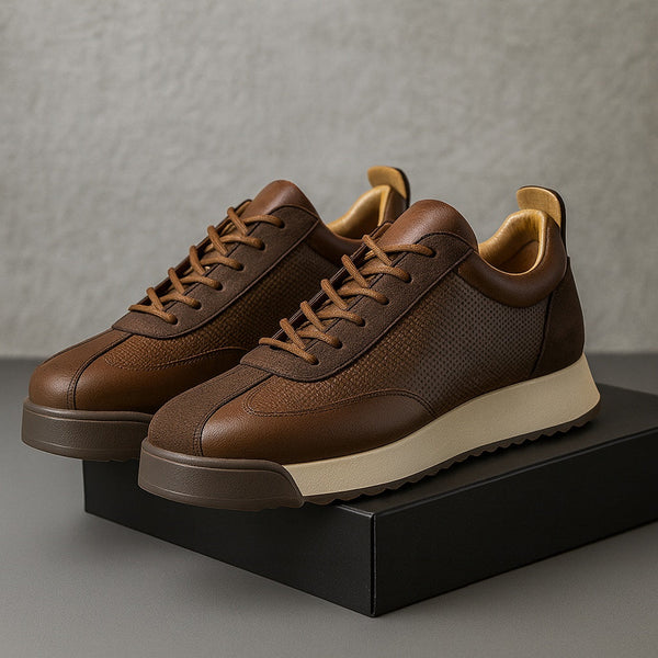 Zapatillas de cuero casual con suela contrastante