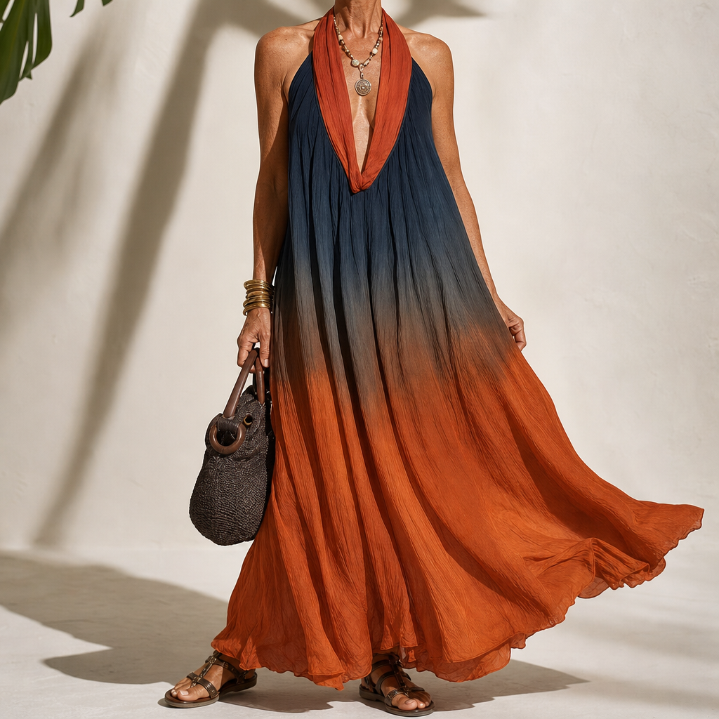 Verónica — Vestido vaporoso con cuello halter