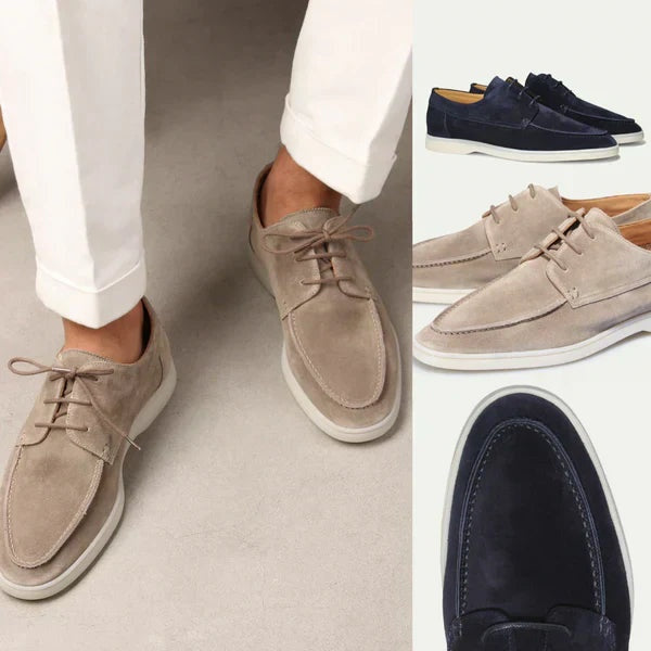 Rodrigo · Zapatos de ante con cordones y suela blanca