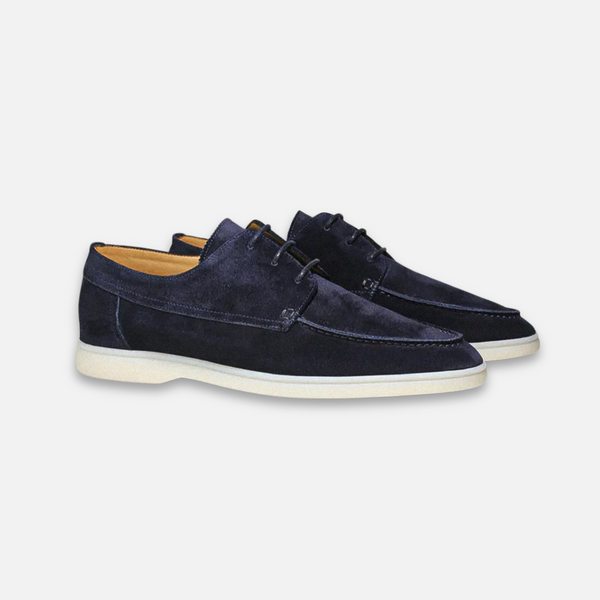 Zapatos derby de ante con suela plana