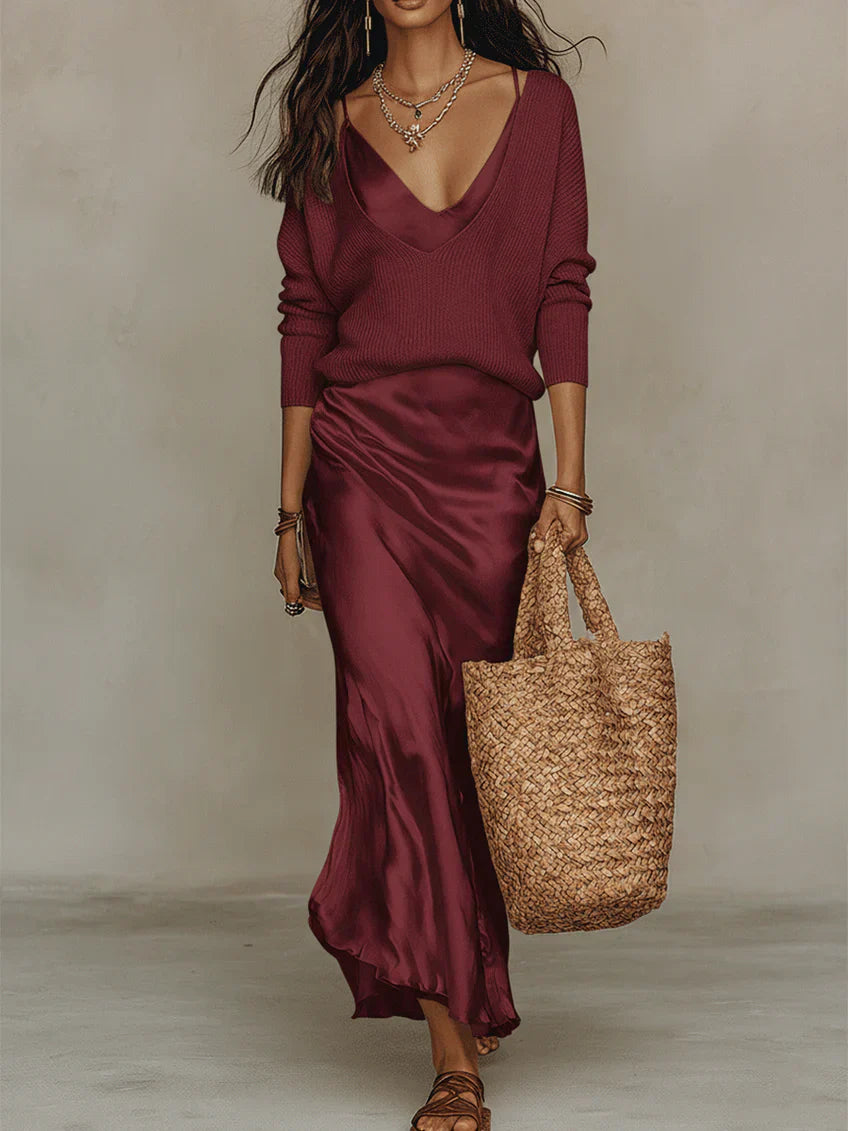 Amira — Vestido midi satinado