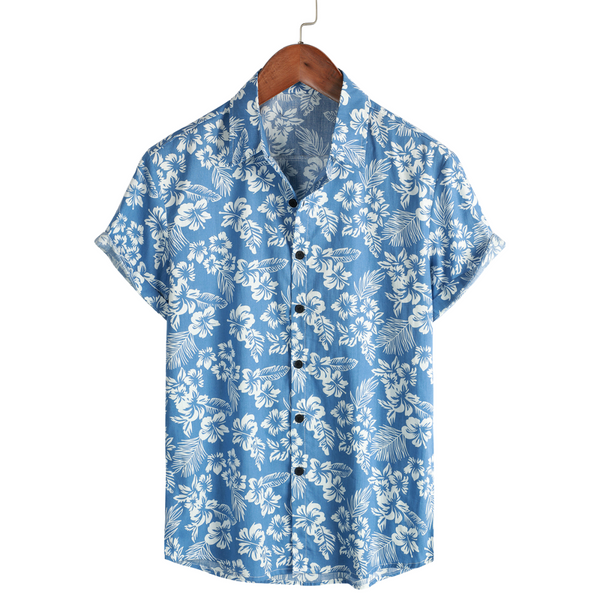 Camisa hawaiana floral de manga corta