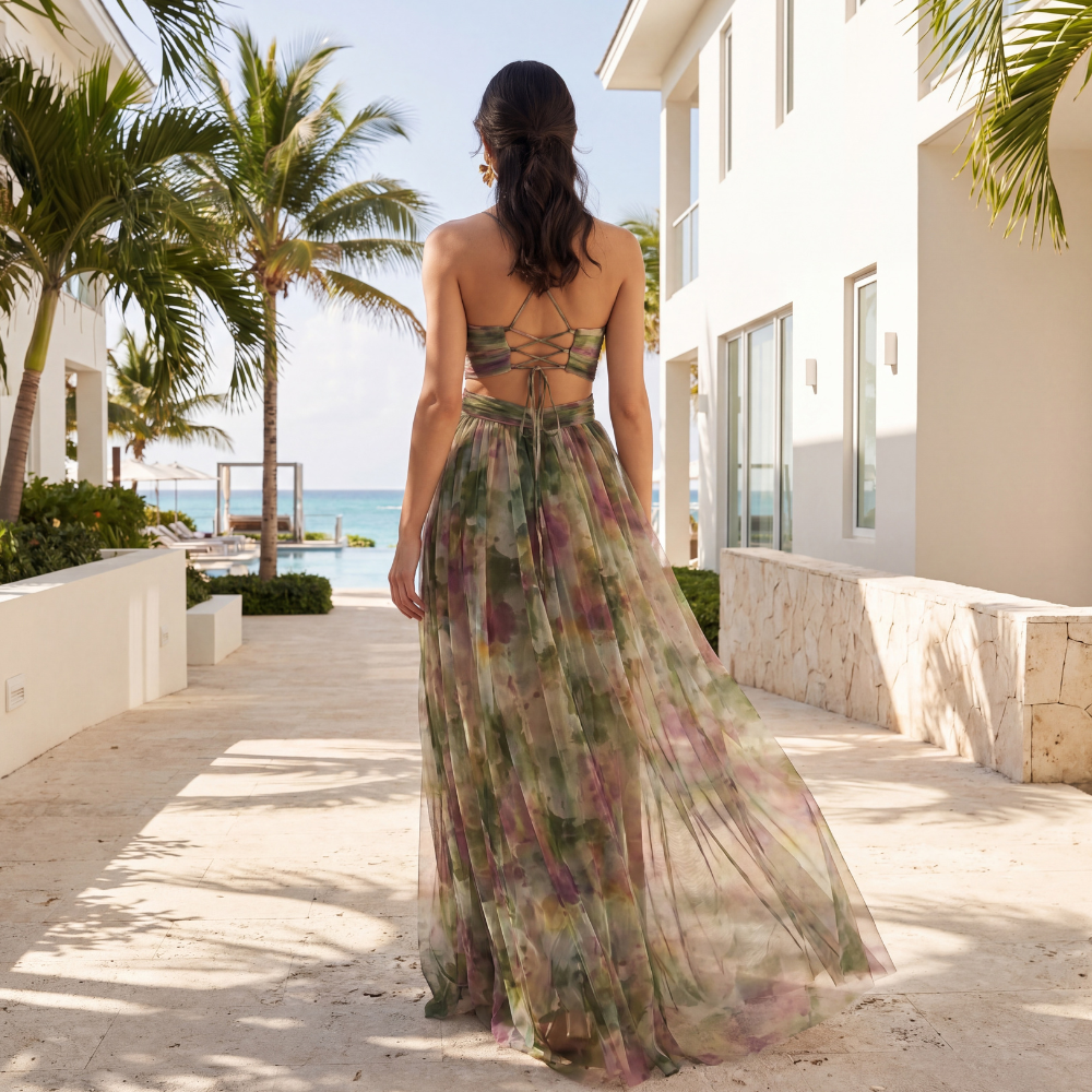 Dayana — Vestido largo con botones delanteros