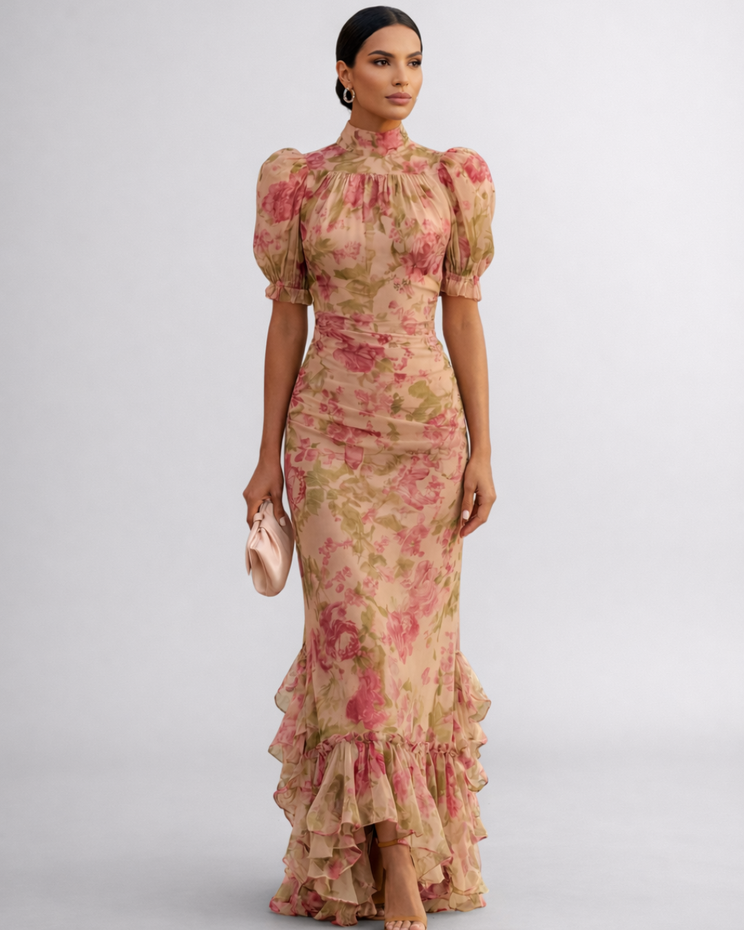 Rosario | Vestido largo floral de gasa