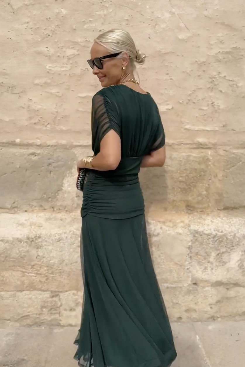 Luisa — Vestido largo de fiesta con cuello de pico