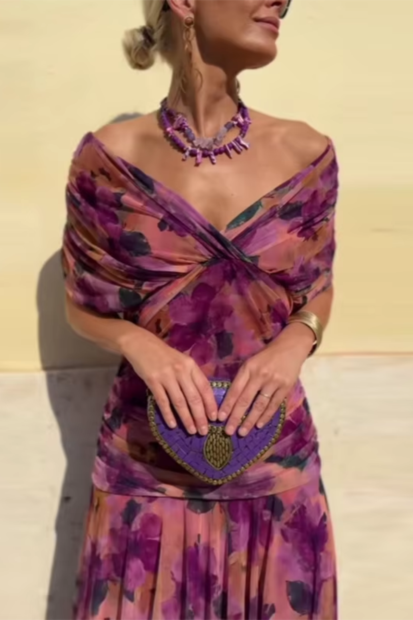 Luisa — Vestido largo de fiesta con cuello de pico