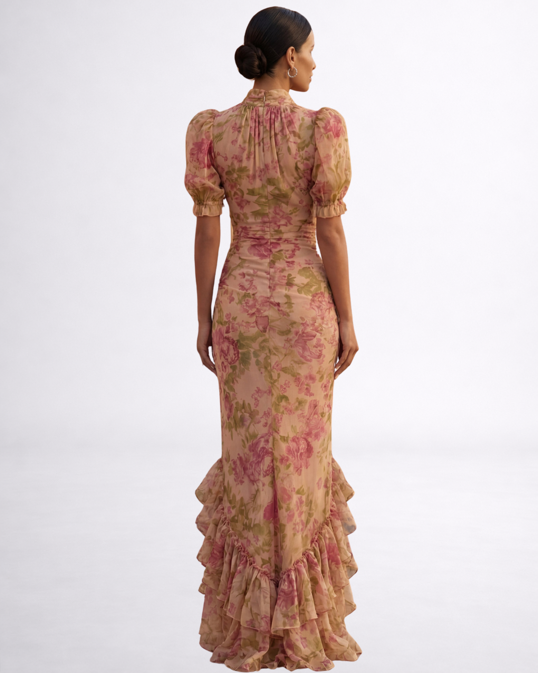 Rosario | Vestido largo floral de gasa