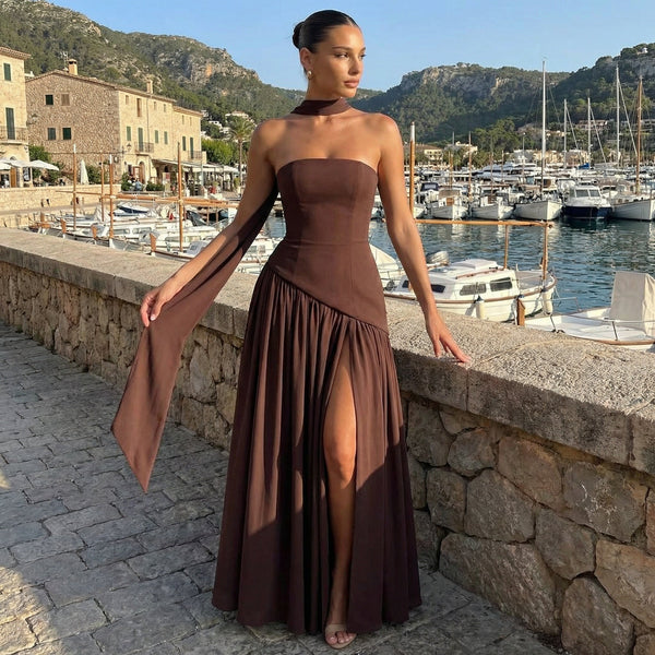 Vestido largo sin tirantes