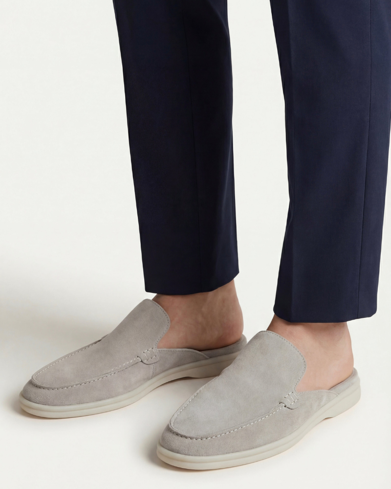 ZAPATOS MULES DE ANTE PORTSIDE - GRIS CLARO