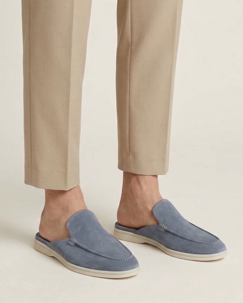 ZAPATOS MULES DE ANTE PORTSIDE - AZUL MARINO