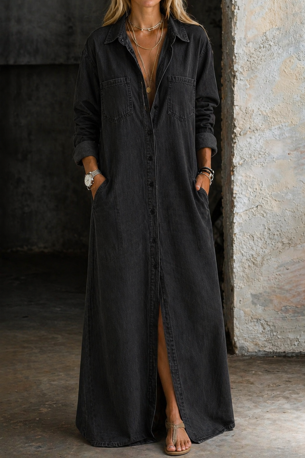 Aroa — Vestido camisero con botones
