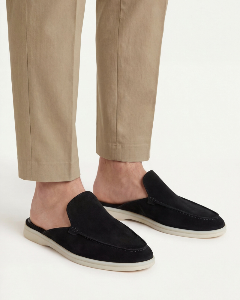 ZAPATOS MULES DE ANTE PORTSIDE - NEGRO