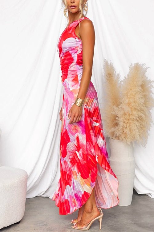 Yanira | Vestido plisado de un hombro
