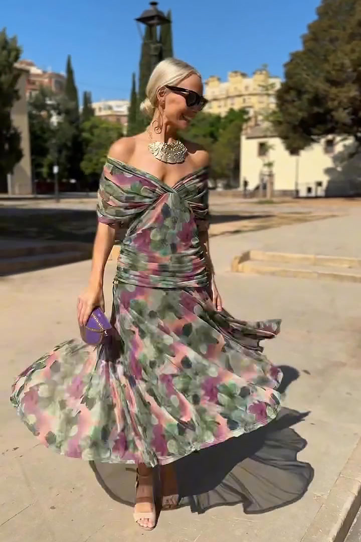 Luisa — Vestido largo de fiesta con cuello de pico