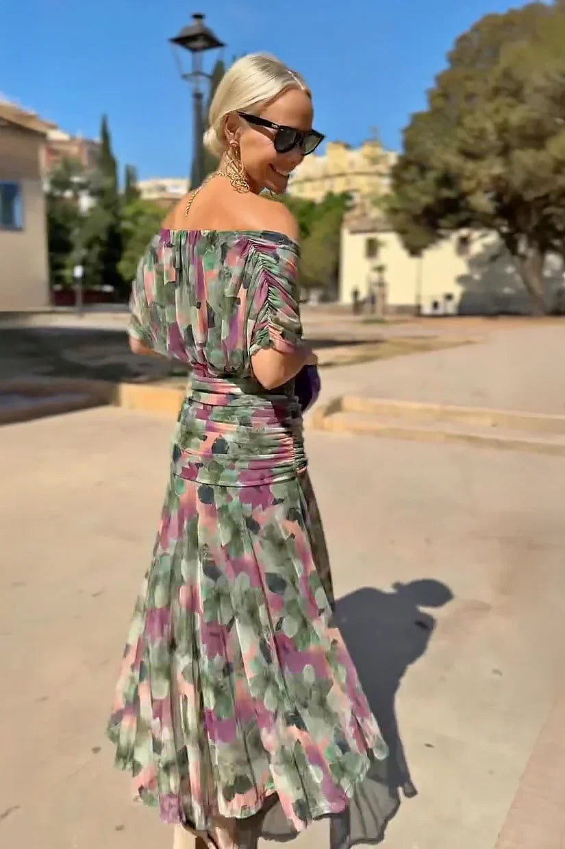Luisa — Vestido largo de fiesta con cuello de pico
