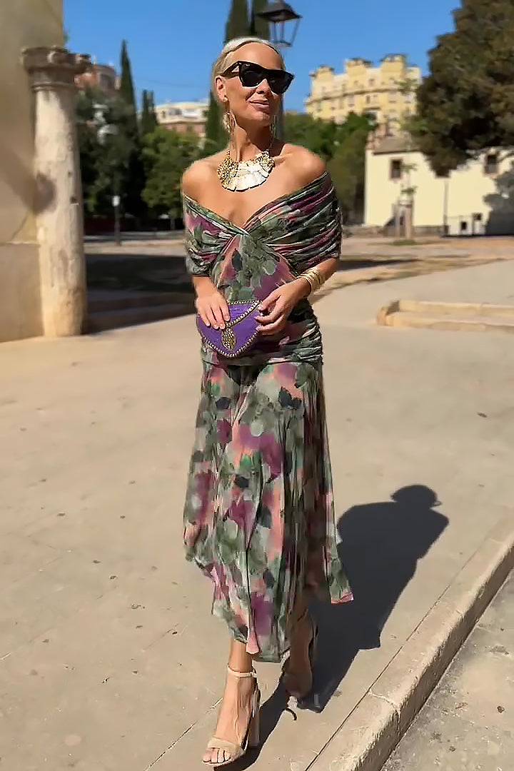 Luisa — Vestido largo de fiesta con cuello de pico