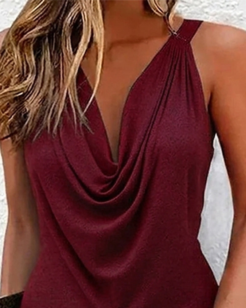Kira — Vestido sin mangas con cuello drapeado