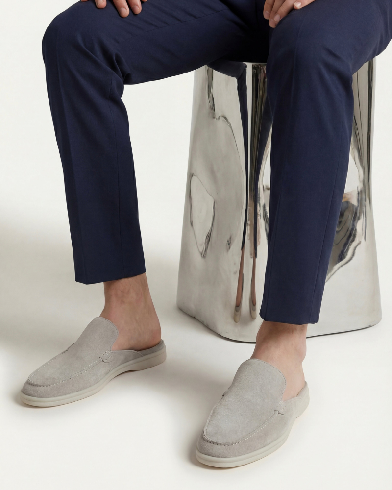 ZAPATOS MULES DE ANTE PORTSIDE - GRIS CLARO