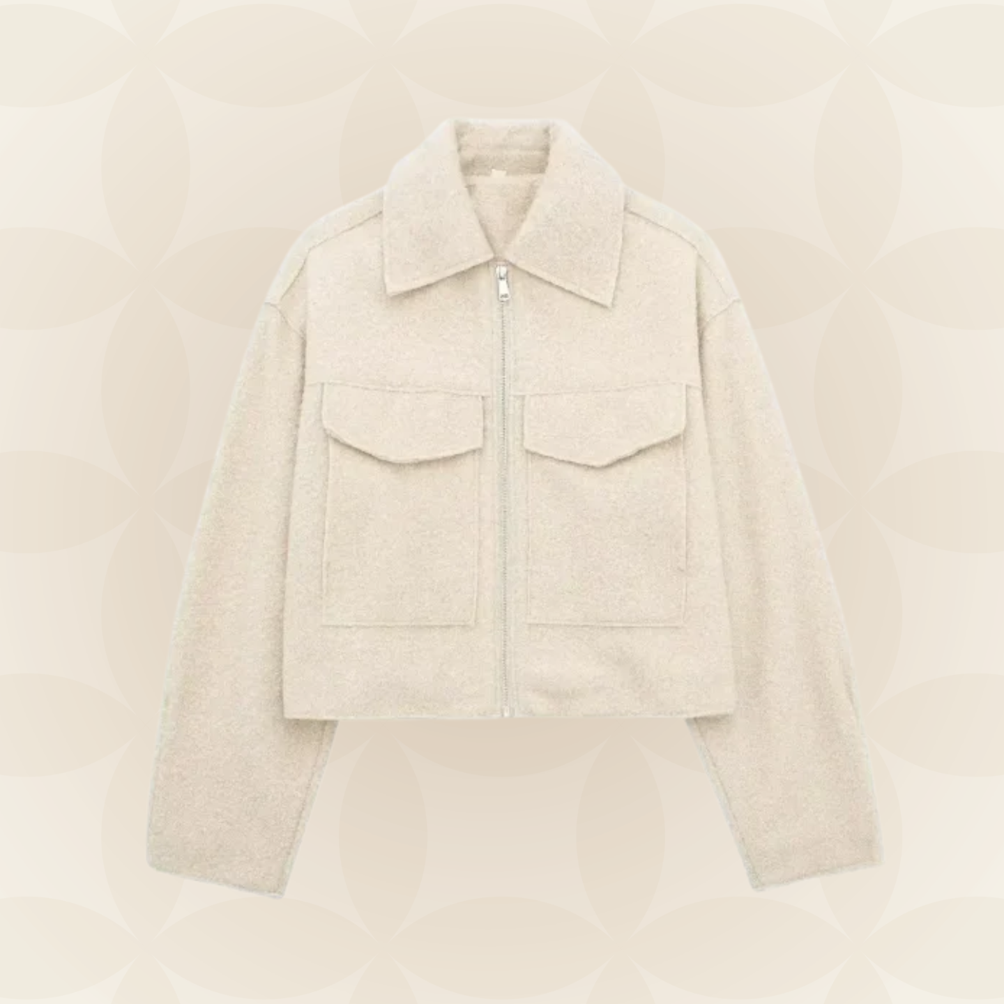 Manuela — Chaqueta vintage con cremallera y cuello de solapa