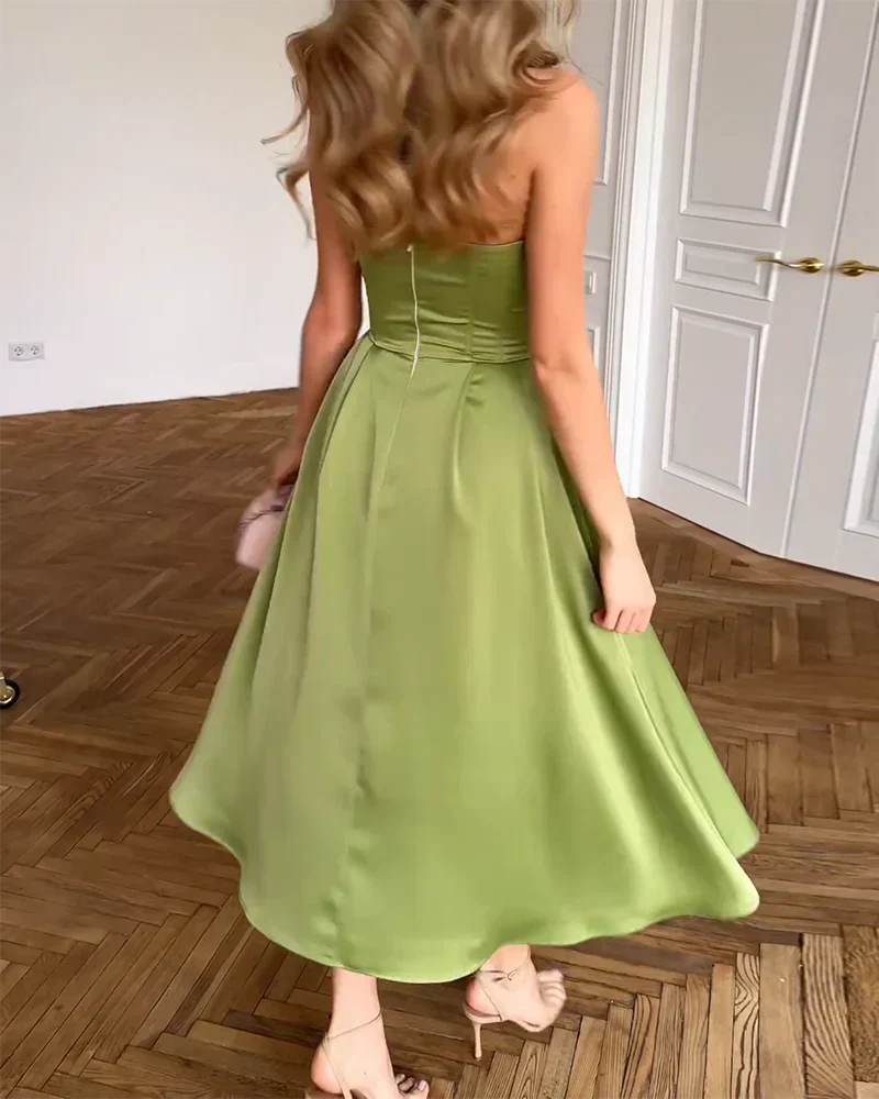 Liora | Vestido midi elegante sin tirantes