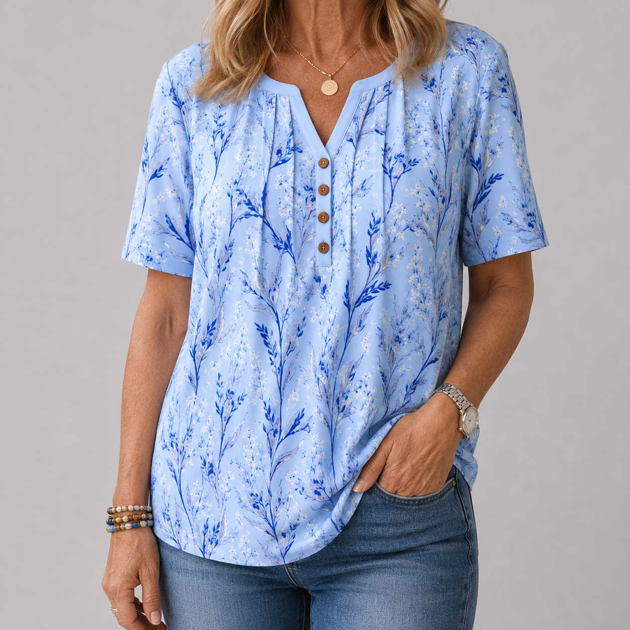 Coral — Blusa plisada