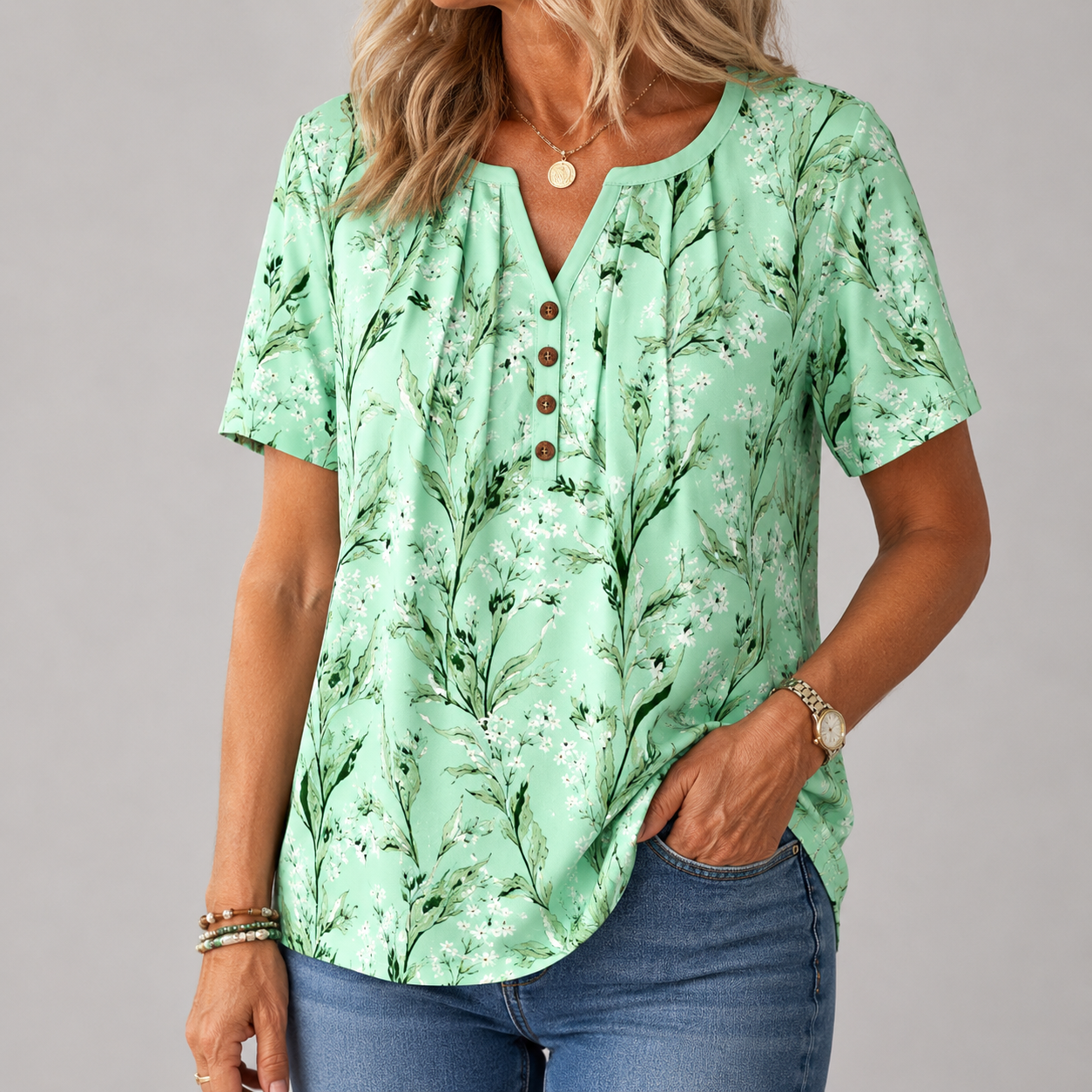 Coral — Blusa plisada