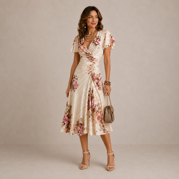 Vestido midi marfil