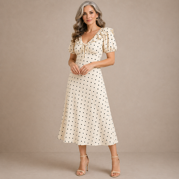 Vestido midi patrón puntos