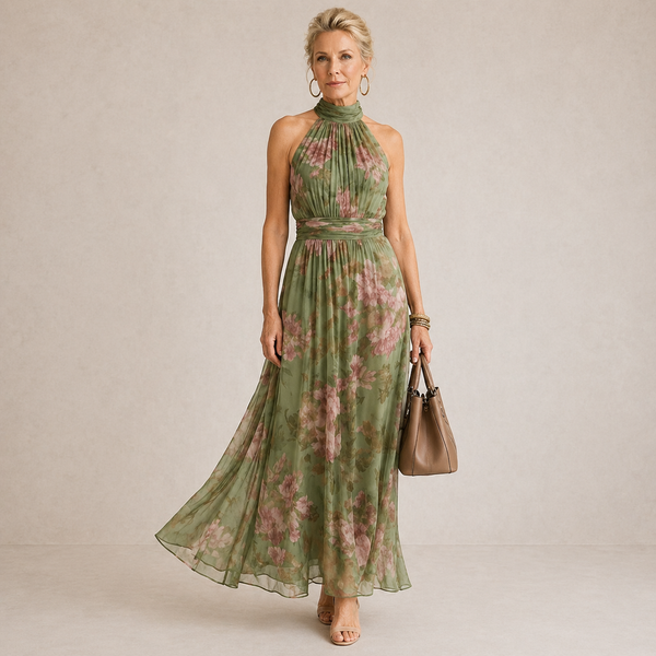 Vestido midi verde salvia
