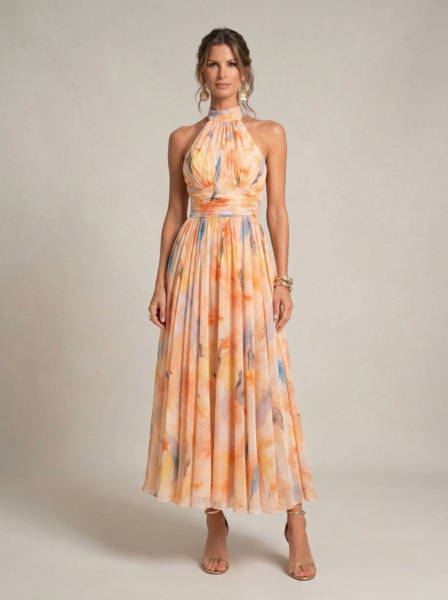 Esther · Vestido halter acuarela