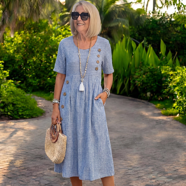 Vestido midi de rayas