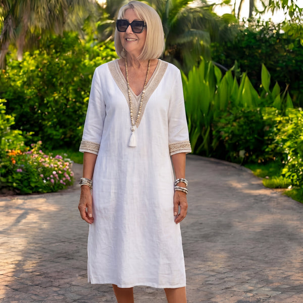 Vestido elegante con manga francesa