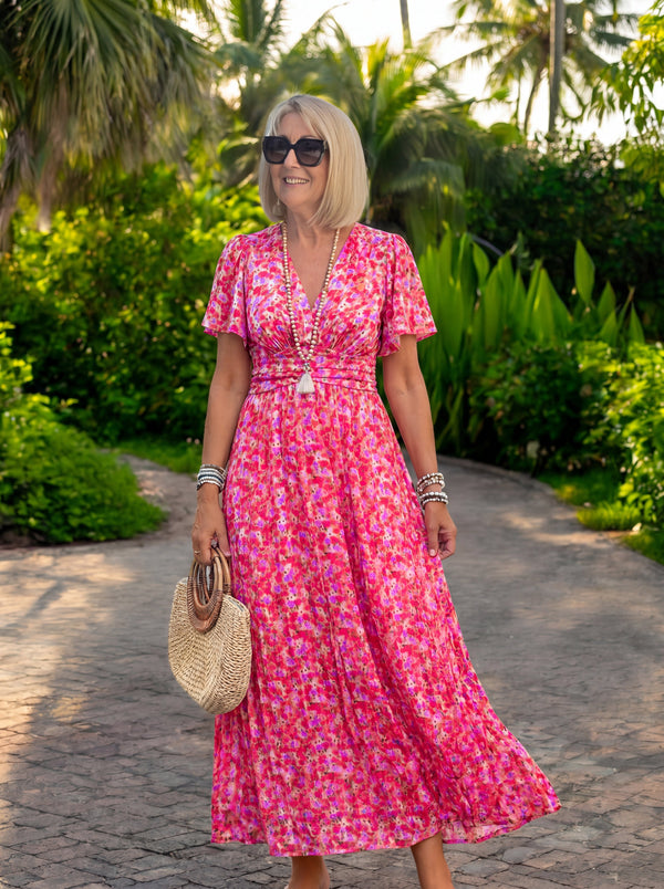 Vestido largo con estampado floral