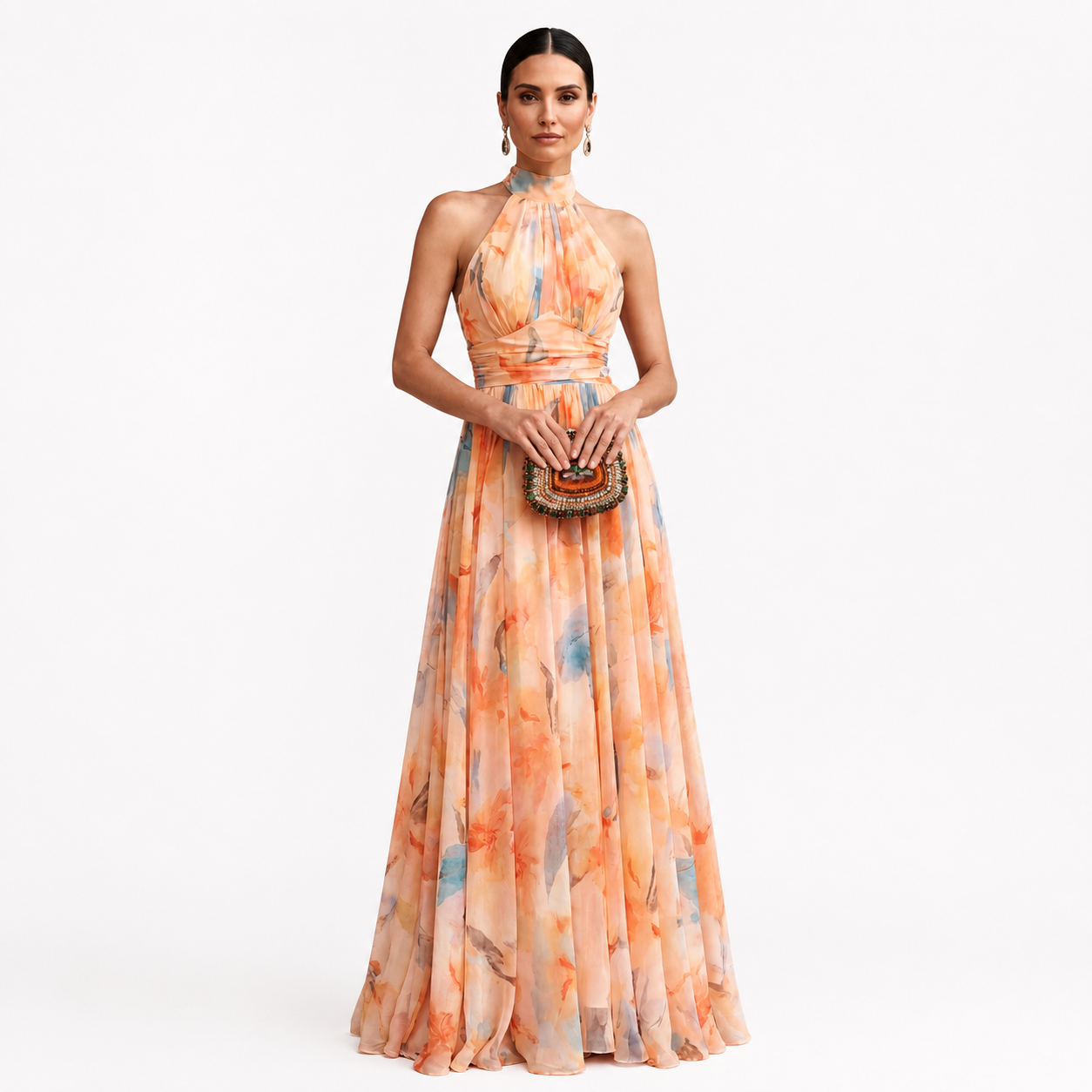 Esther · Vestido halter acuarela