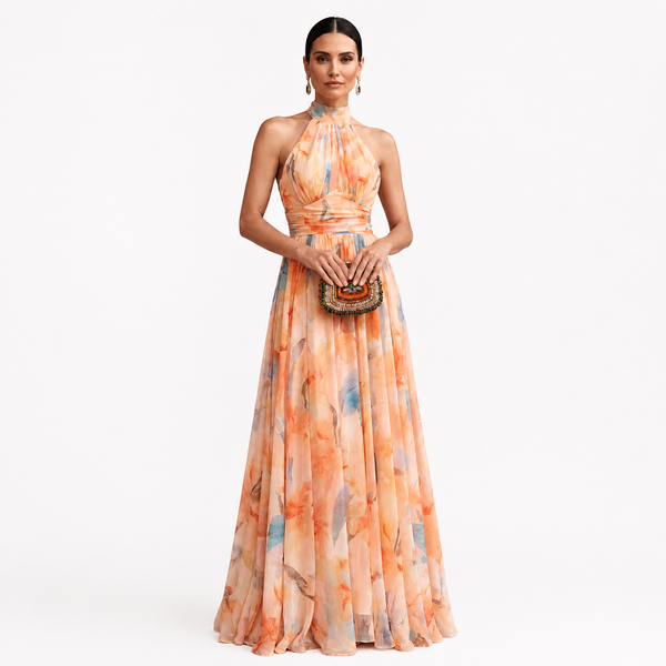 Vestido halter acuarela