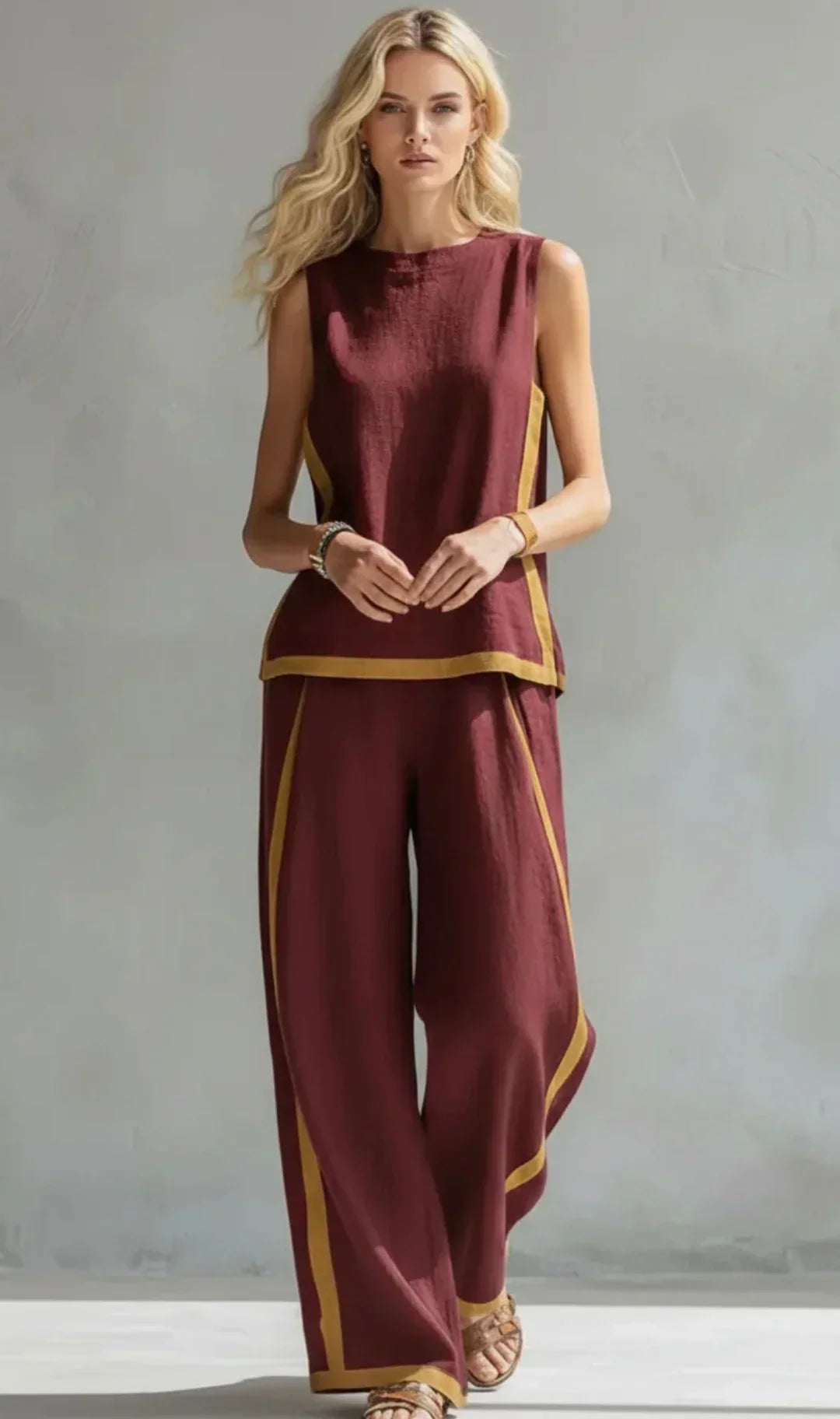 Ursula | Conjunto de chaqueta y pantalón con un estilo elegante y desenfadado y acabados bicolores