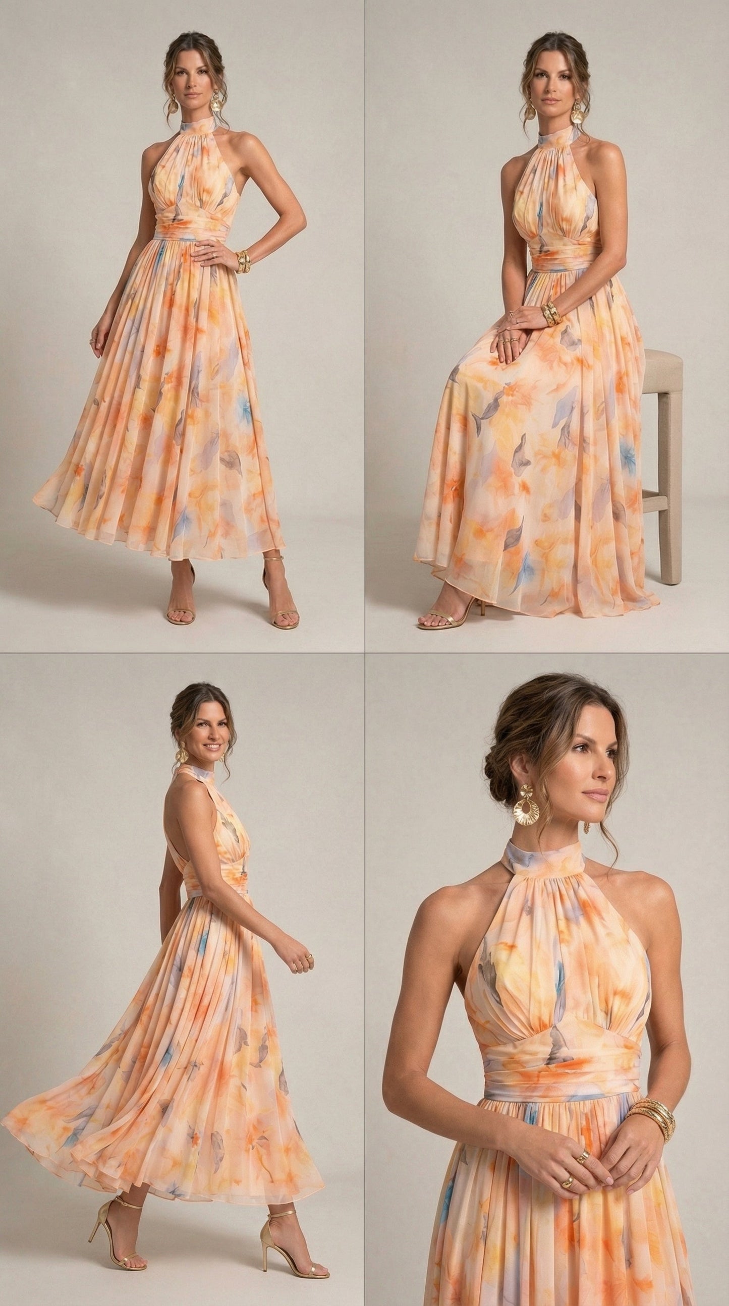 Esther · Vestido halter acuarela