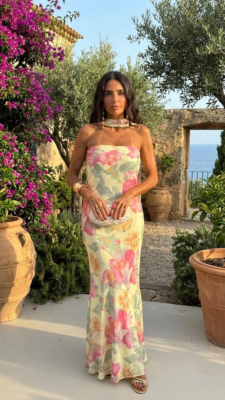 Capri — Vestido largo floral palabra de honor