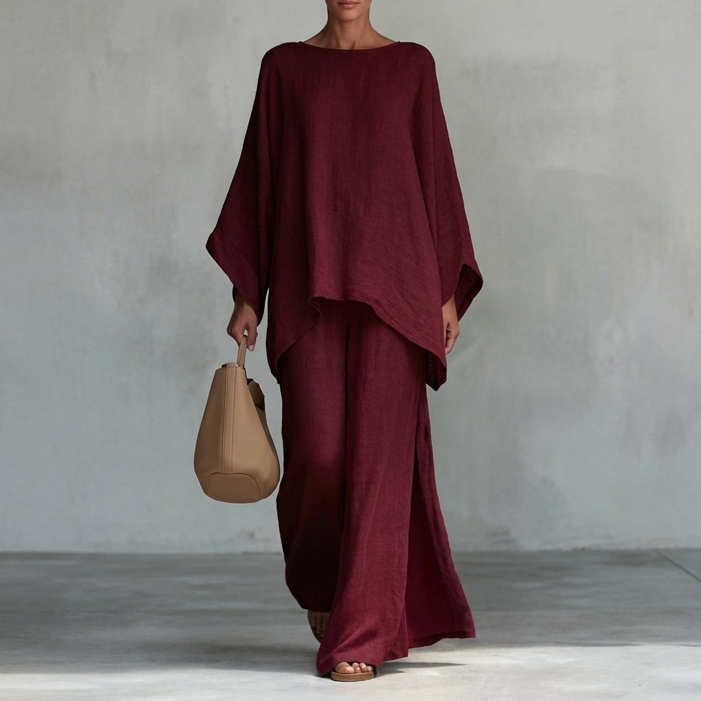 Coloma — Conjunto de dos piezas con manga larga y pantalón ancho