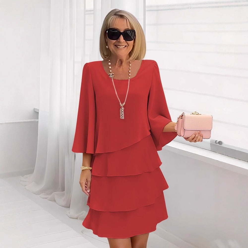 María — Vestido midi elegante con volantes