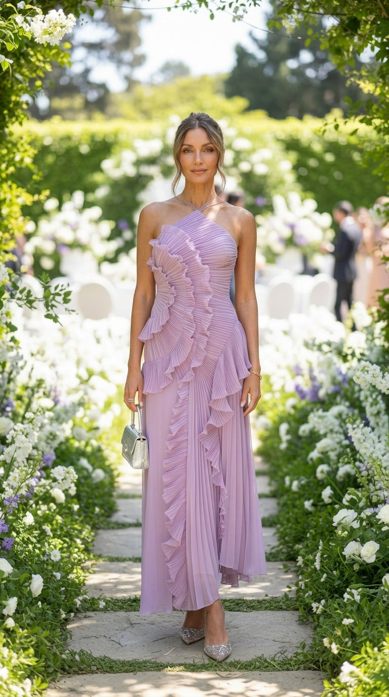 Elisia — Vestido largo elegante con volantes · Edición limitada
